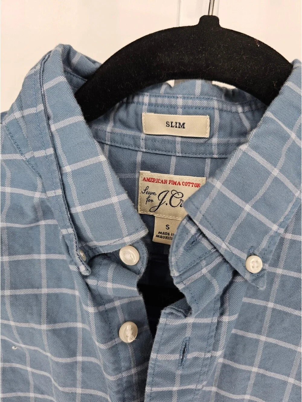 J Crew Mens Sz S Slim Fit Long Sleeve Button Up Dress Shirt Slate Blue Plaid